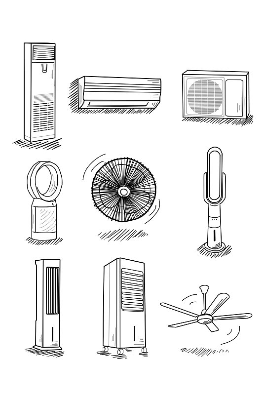 矢量家用電器元素圖標素材 現代化家居設計的點睛之筆
